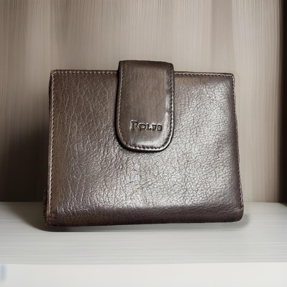 Vintage Men Rolfs Cowhide Leather Bifold Wallet Brown Coin Purse Snap 4.25x5.25"